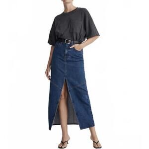 Madewell Denim Mid-Rise Maxi Skirt Pineland Wash NWT Size 24